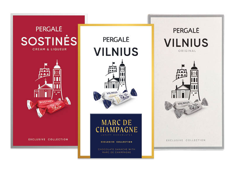 Saldainių dėžutėms SOSTINĖS, VILNIUS ar MARC DE CHAMPAGNE, 140 g