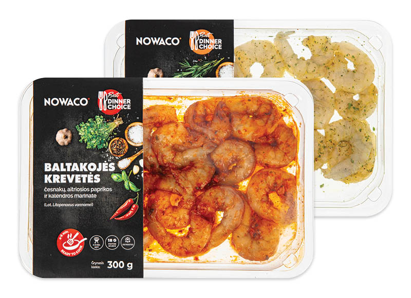 Marinuotos baltakojės blyškiosios krevetės NOWACO, 300 g