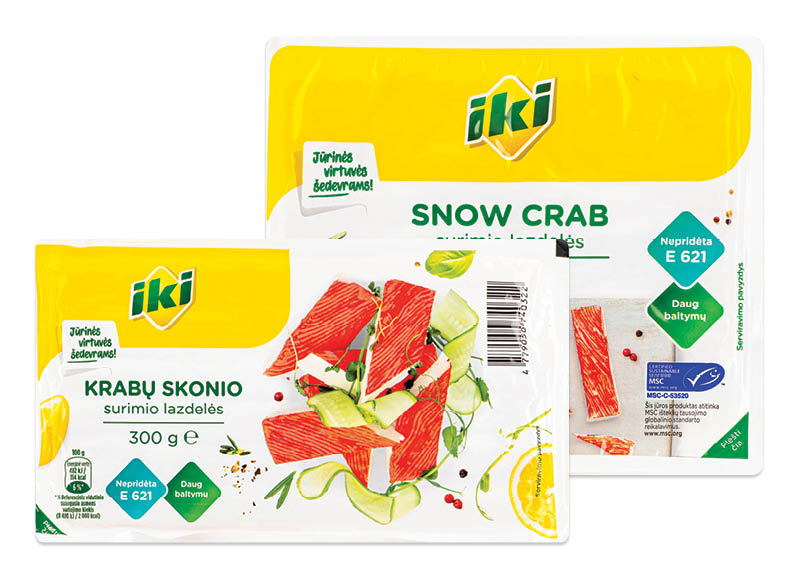 IKI krabų skonio lazdelėms iš surimio, 250 g