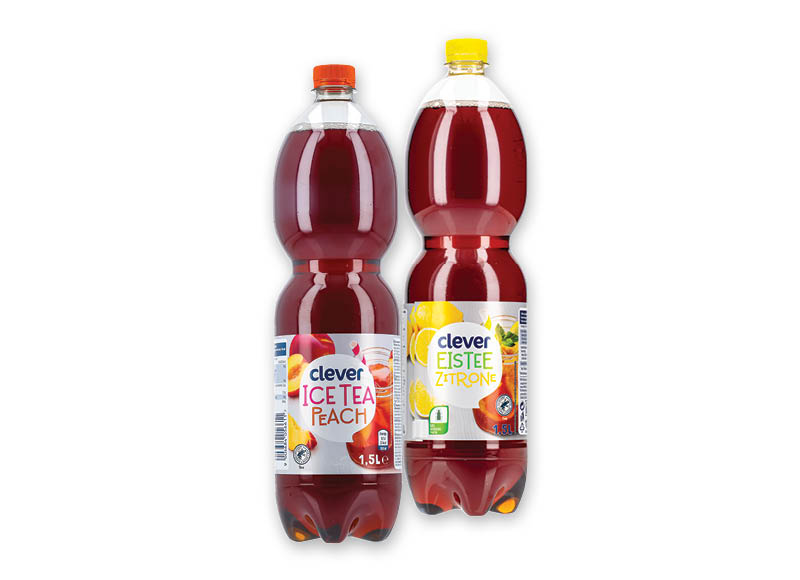 CLEVER šalta arbata persikų ar citrinų skonio, 1.5 l