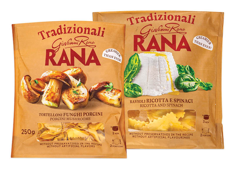 Ravioliai RANA su PARMOS kumpiu, rikota ir špinatais arba su baravykais