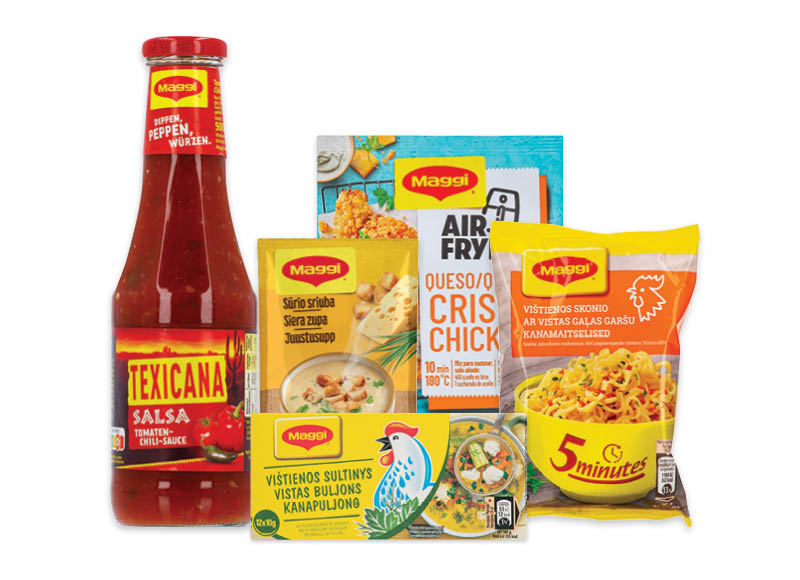 Greitai paruošiamiems makaronams, padažams, sriuboms ir sultiniams MAGGI