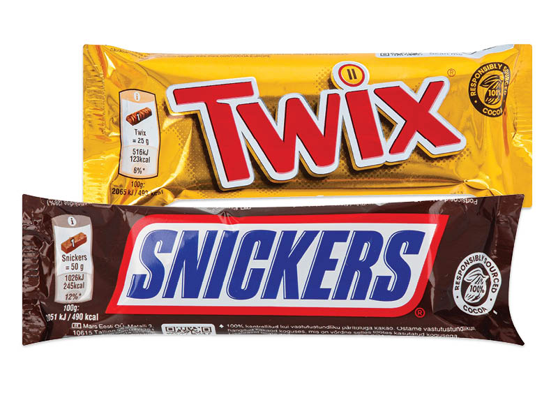 Šokolado batonėlis SNICKERS ar TWIX