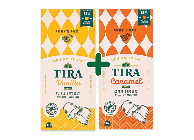 TIRA kavos kapsulės VANILLA, CARARAMEL (NESPRESSO)