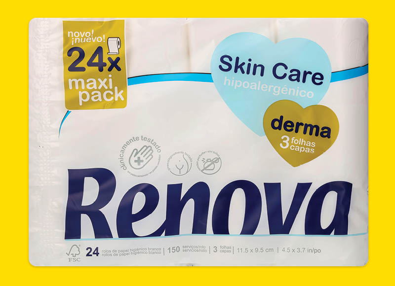 Tualetinis popierius RENOVA SKIN CARE DERMA