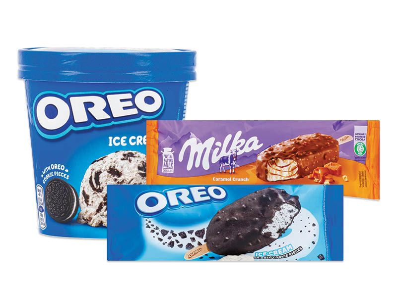 Ledams OREO ir MILKA