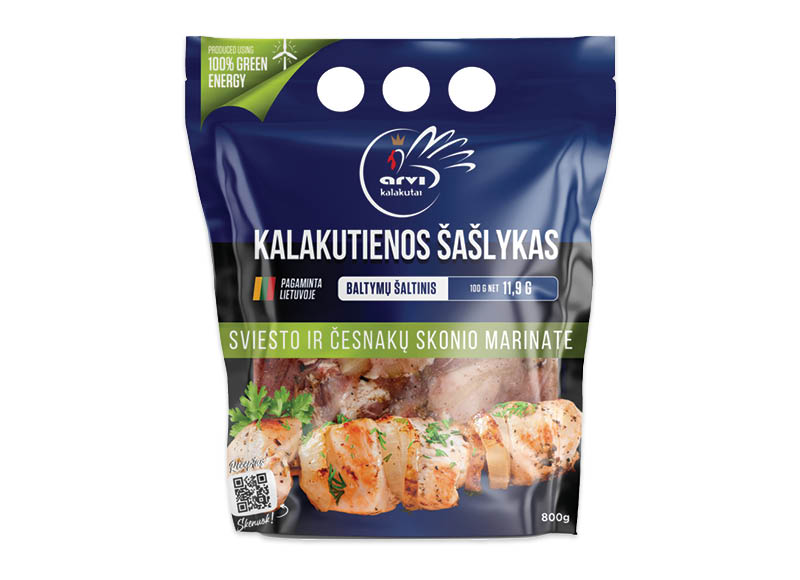 Kalakutienos šašlykas sviesto ir česnakų marinate