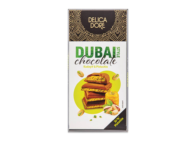 DUBAJAUS stiliaus pieninio šokolado plytelė