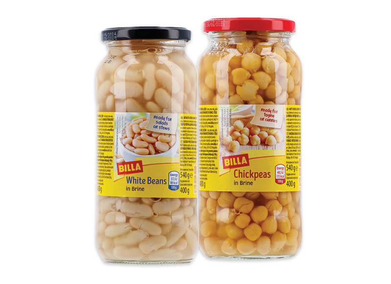 BILLA konservuotos pupelės, avinžirniai
