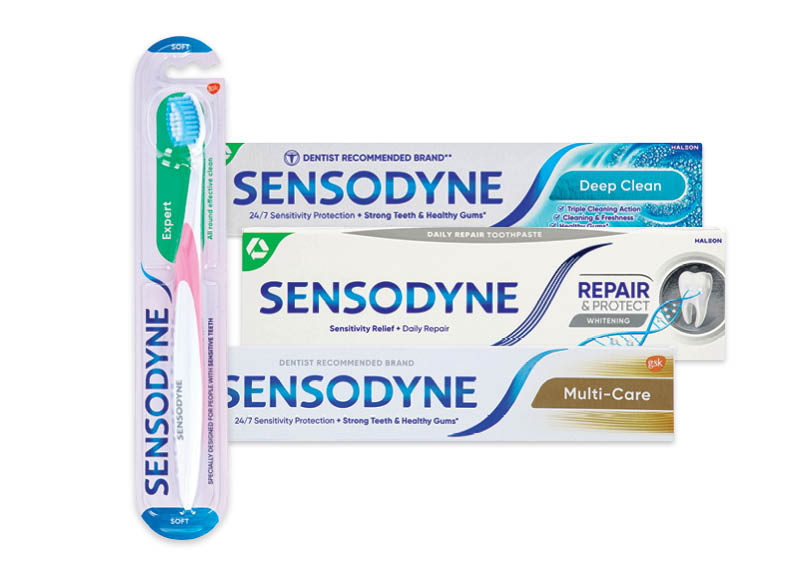 Burnos priežiūros priemonėms SENSODYNE