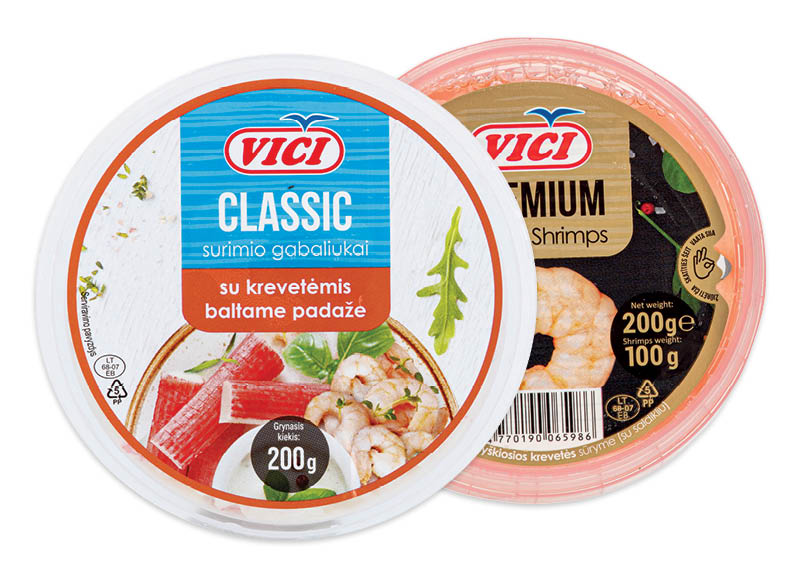 Krevetėms, surimio gabaliukams ir moliuskams VIČI
