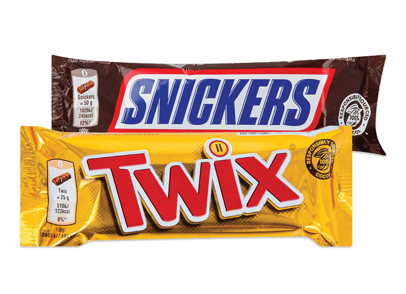 Šokoladinis batonėlis SNICKERS ar TWIX