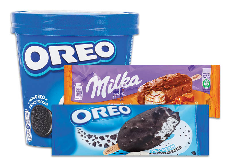 Ledams OREO ir MILKA