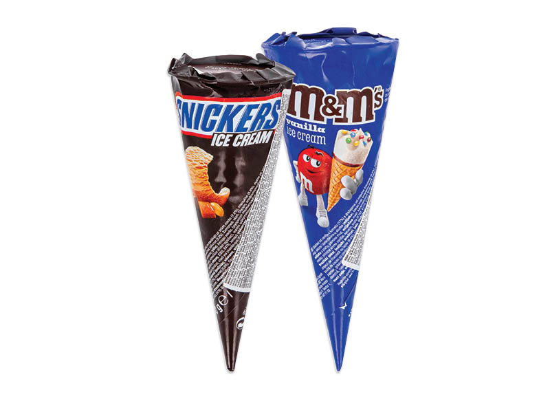 Ledai M&M’S ar SNICKERS vafliniame ragelyje
