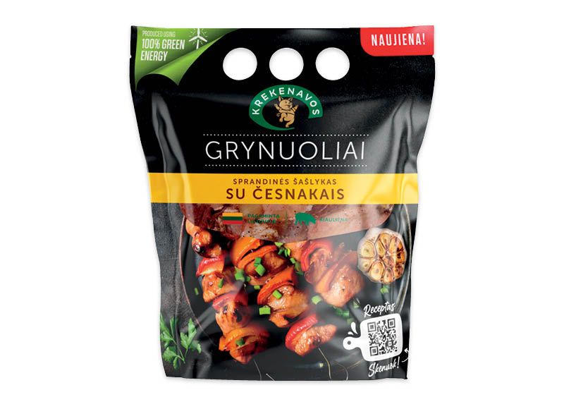 Kiaulienos sprandinės šašlykas su česnaku GRYNUOLIAI