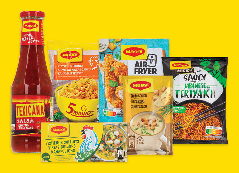 Greitai paruošiamiems makaronams, padažams, sriuboms ir sultiniams MAGGI
