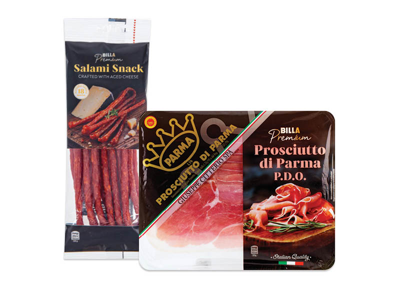 BILLA PREMIUM vytintiems ir rūkytiems mėsos gaminiams