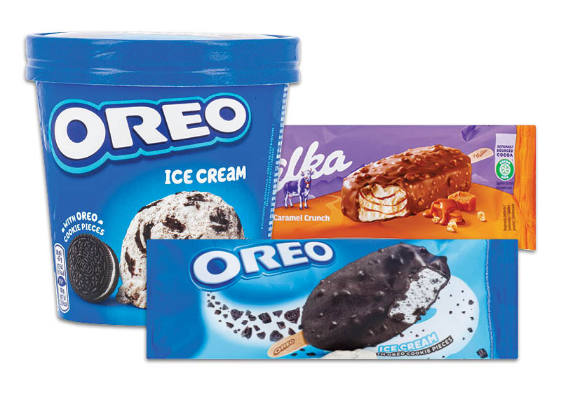 Ledams OREO ir MILKA