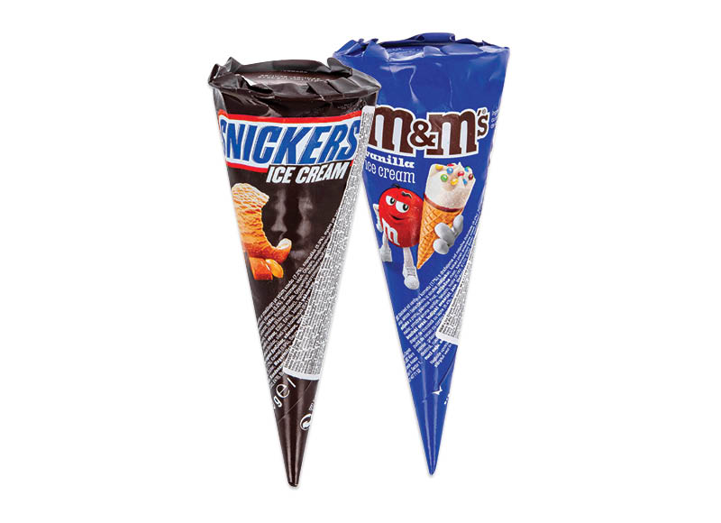 Ledai M&M’S ar SNICKERS vafliniame ragelyje