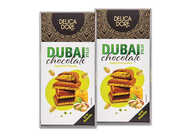 DUBAJAUS stiliaus pieninio šokolado plytelė