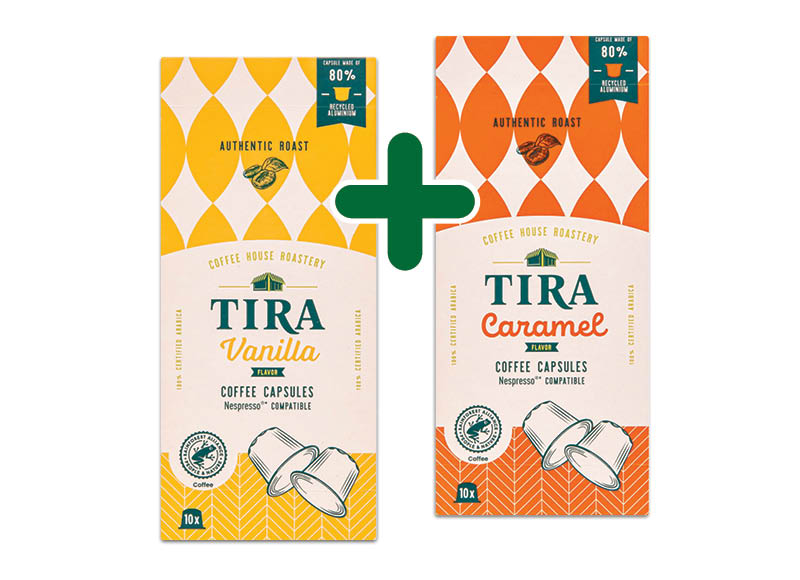 TIRA kavos kapsulės VANILLA, CARARAMEL (NESPRESSO)