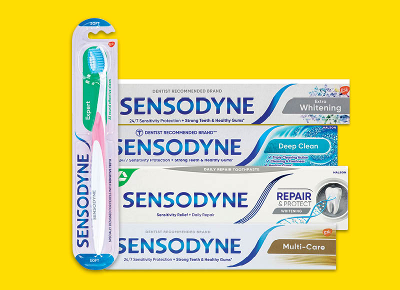 Burnos priežiūros priemonėms SENSODYNE