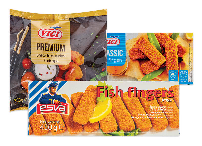 Šaldytiems žuvų produktams džiūvėsėliuose VIČI