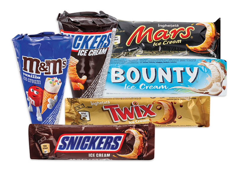 Ledai SNICKERS, MARS, TWIX, BOUNTY ar M&M’S