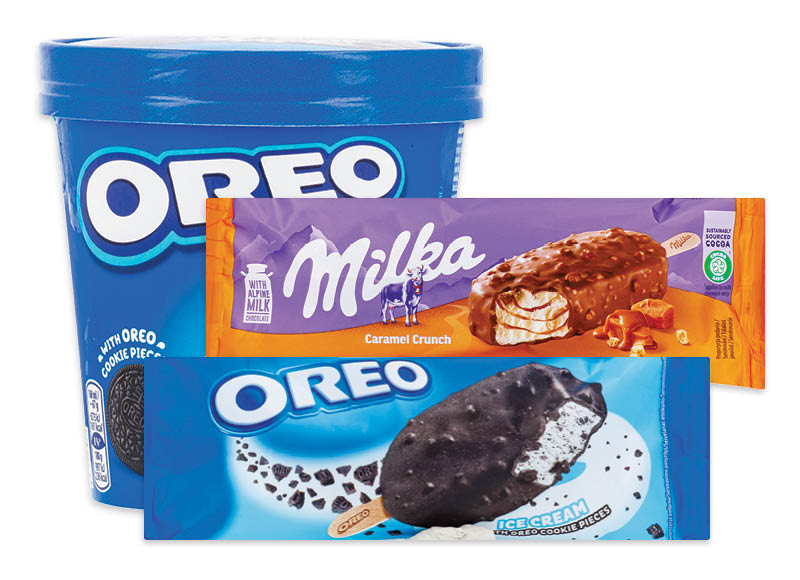 Ledams OREO ir MILKA