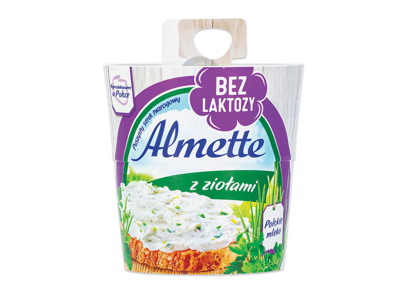 Tepamasis varškės sūris su žalumynais be laktozės ALMETTE
