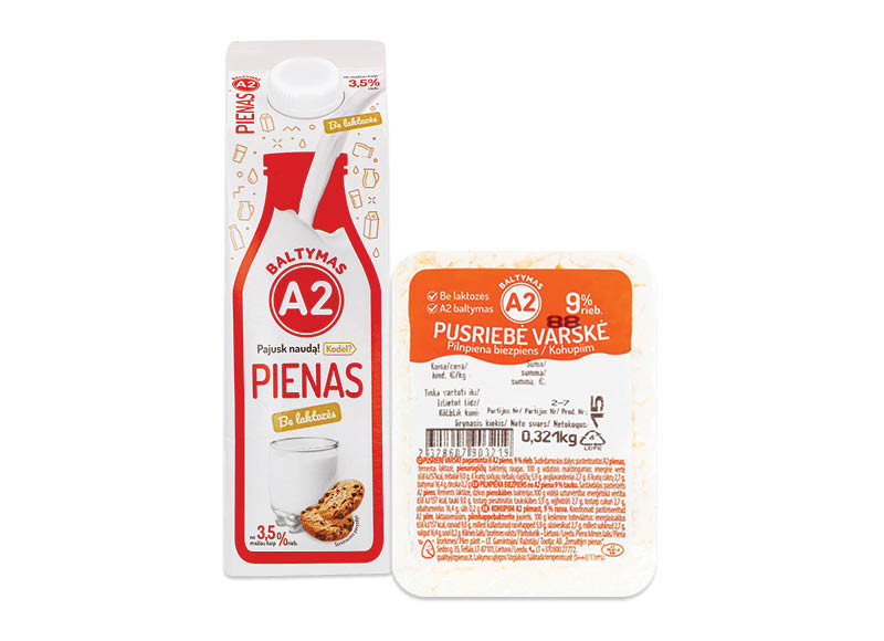 A2 pienui ir varškei be laktozės