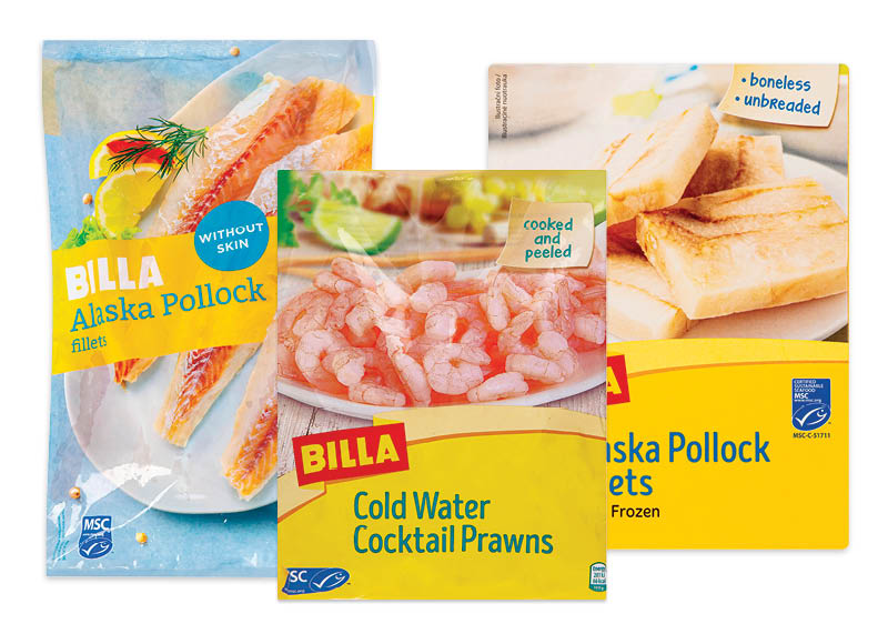 BILLA šaldytai žuvų produkcijai ir jūrų gėrybėms