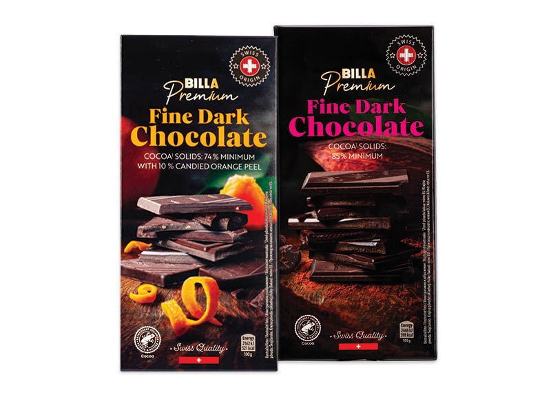 BILLA PREMIUM juodojo šokolado plytelė