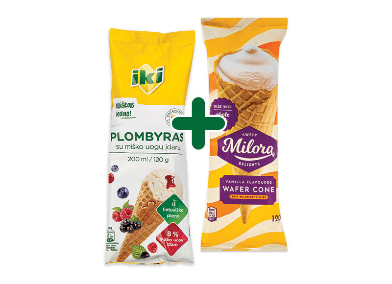 IKI ar MILORA ledai vafliniame ragelyje