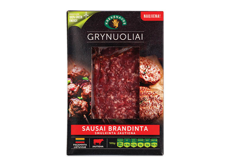 Sausa brandinta smulkinta jautiena GRYNUOLIAI