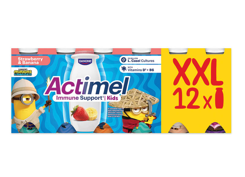 Jogurto gėrimas braškių, bananų skonio ACTIMEL XXL