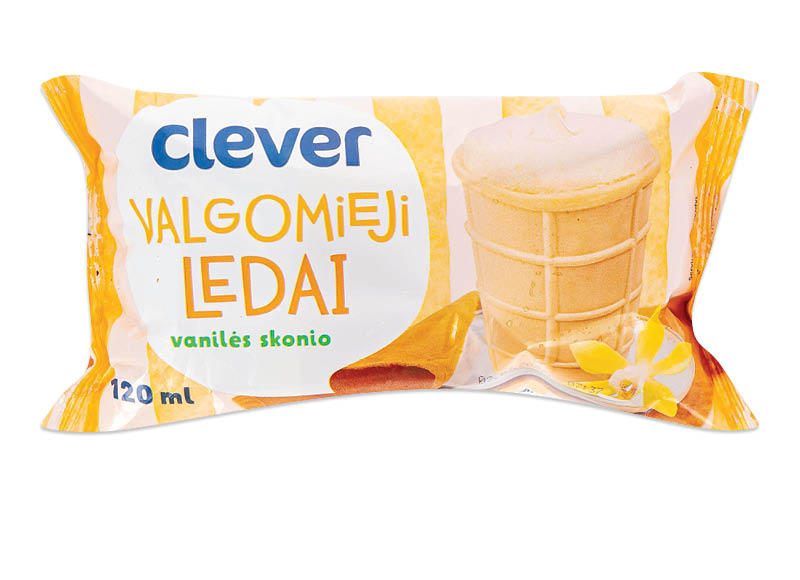 CLEVER vanilės skonio ledai vafliniame puodelyje