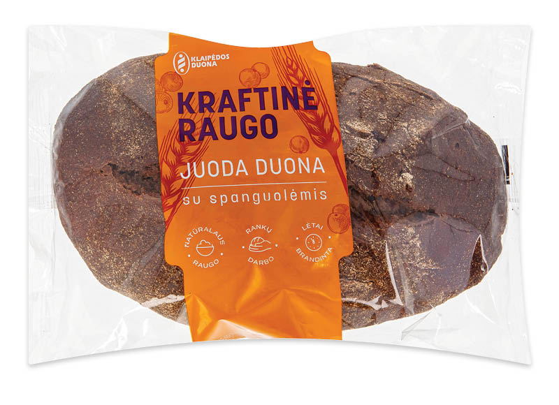 Tamsi KRAFTINĖ RAUGO duona su spanguolėmis