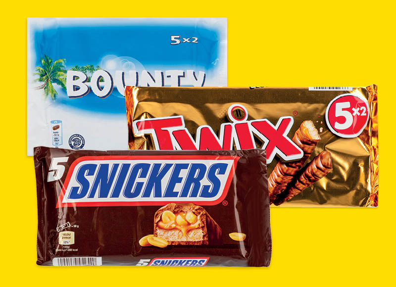 Batonėlių rinkiniai SNICKERS, TWIX ar BOUNTY