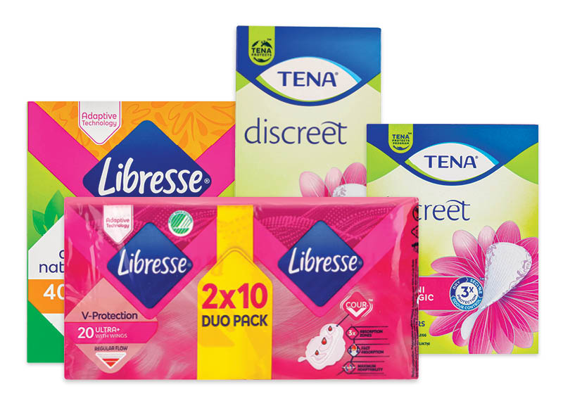 Moterų higienos priemonėms LIBRESSE, TENA