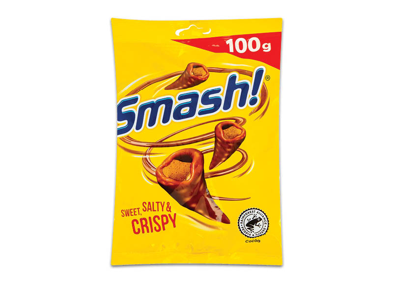 Padengtas pieniniu šokoladu kukurūzų užkandis SMASH