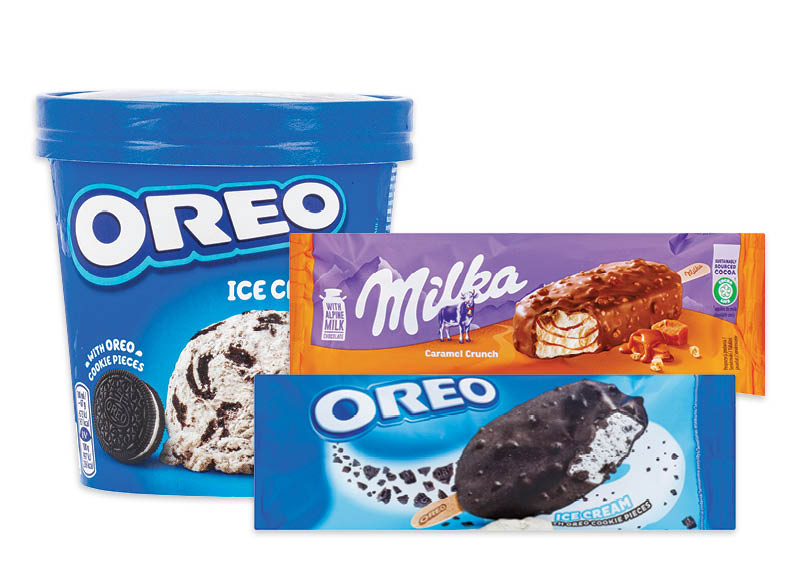 Ledams OREO ir MILKA