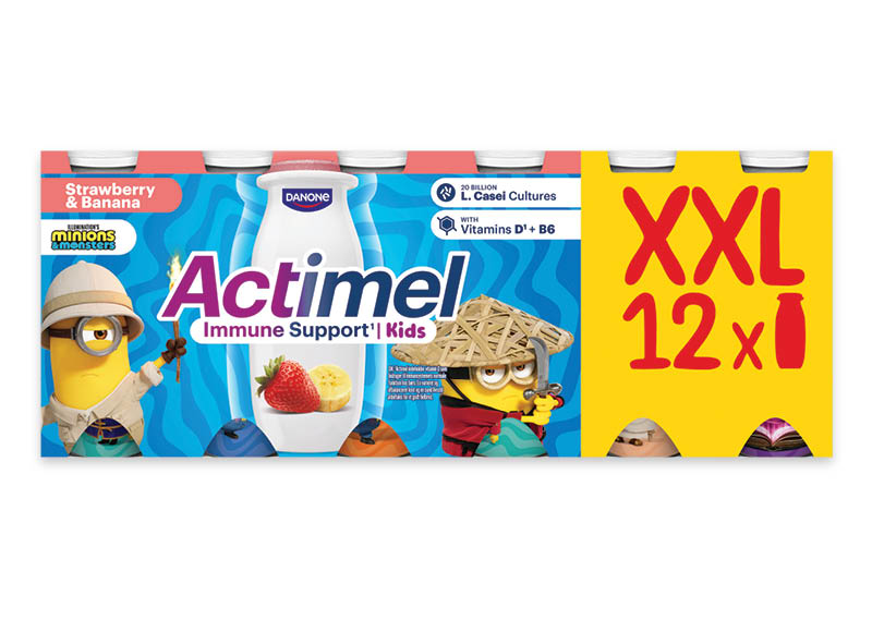 Jogurto gėrimas braškių, bananų skonio ACTIMEL XXL