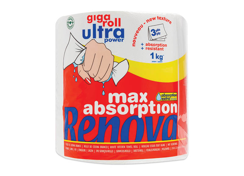 Popieriniai rankšluosčiai RENOVA GIGA ROLL ULTRA POWER