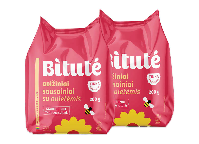 BITUTĖ avižiniai sausainiai su avietėmis