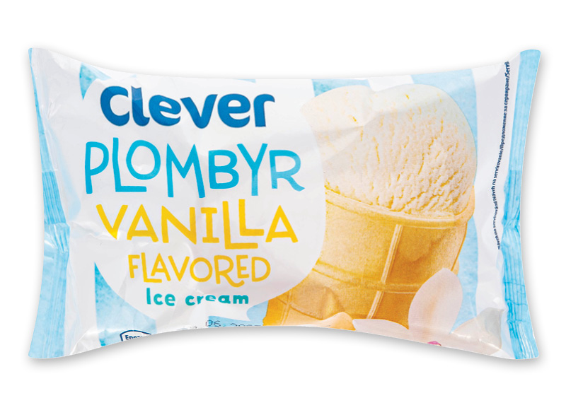 CLEVER vanilės skonio plombyras vafliniame puodelyje