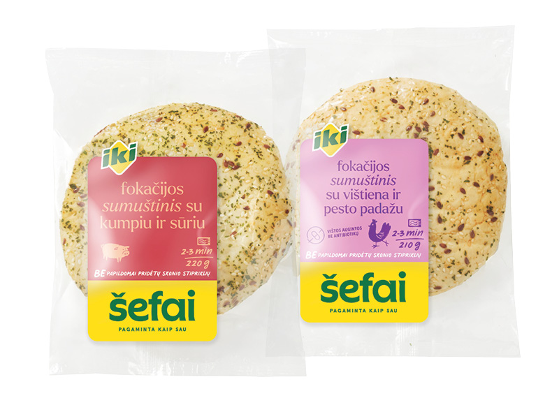 Fokačijos sumuštinis su kumpiu ir sūriu ar su vištiena ir pesto padažu