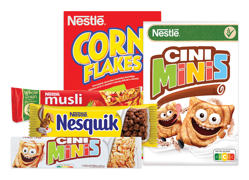 Sausiems pusryčiams ir javainių batonėliams NESTLE