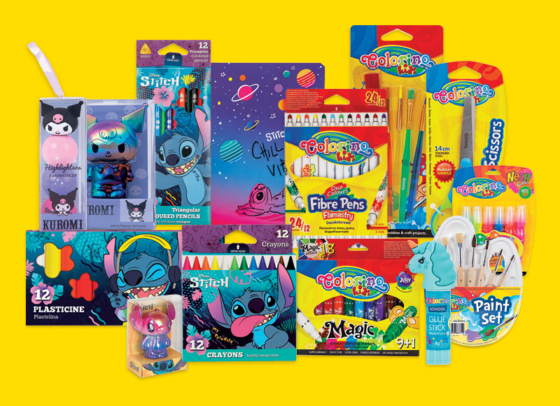Kanceliarinėms prekėms COLORINO, DISNEY STITCH ir KUROMI