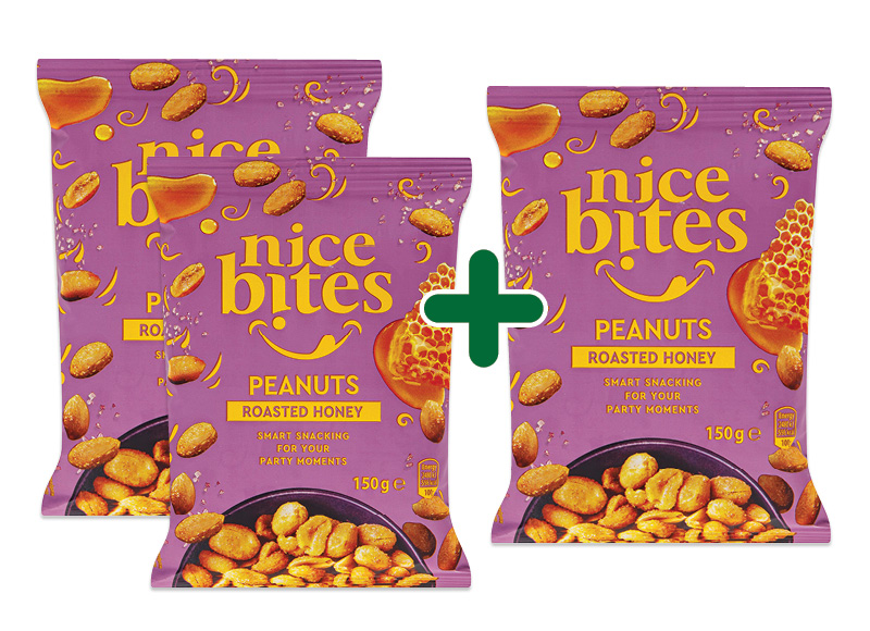 NICE BITES kepinti žemės riešutai su medumi ir druska